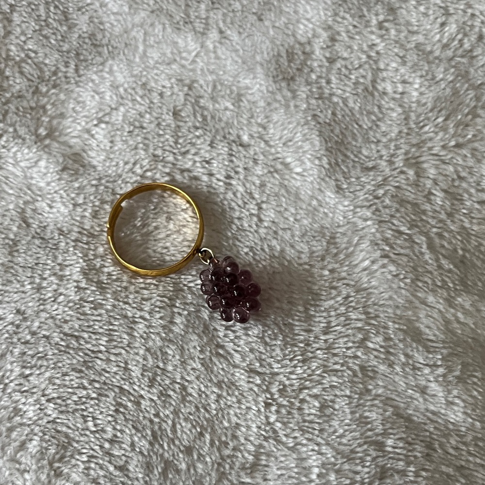Elegant Gold and Purple Beaded Ring